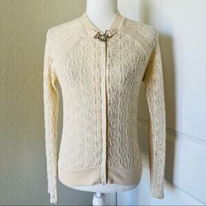 Lisli Vintage Crochet Zip Front Cardigan